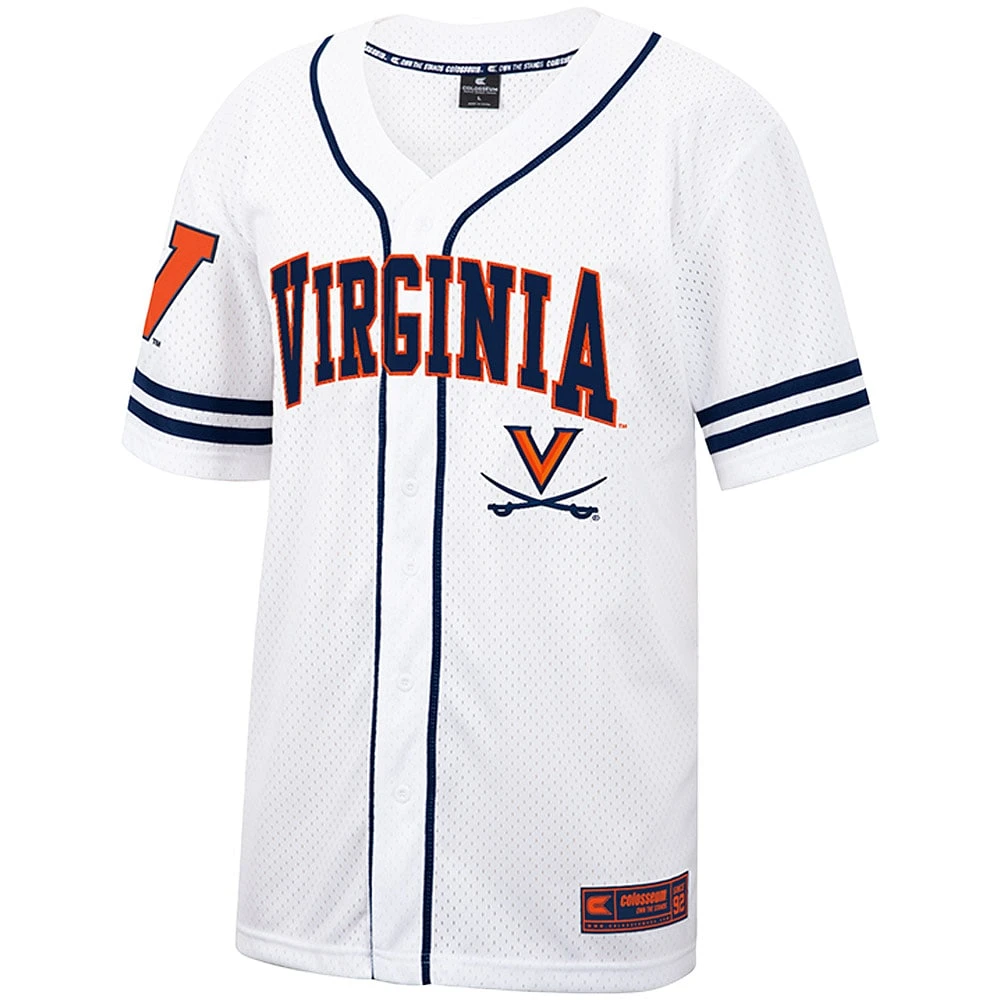 Men's Colosseum White Virginia Cavaliers Free Spirited Mesh Button-Up Baseball Jersey