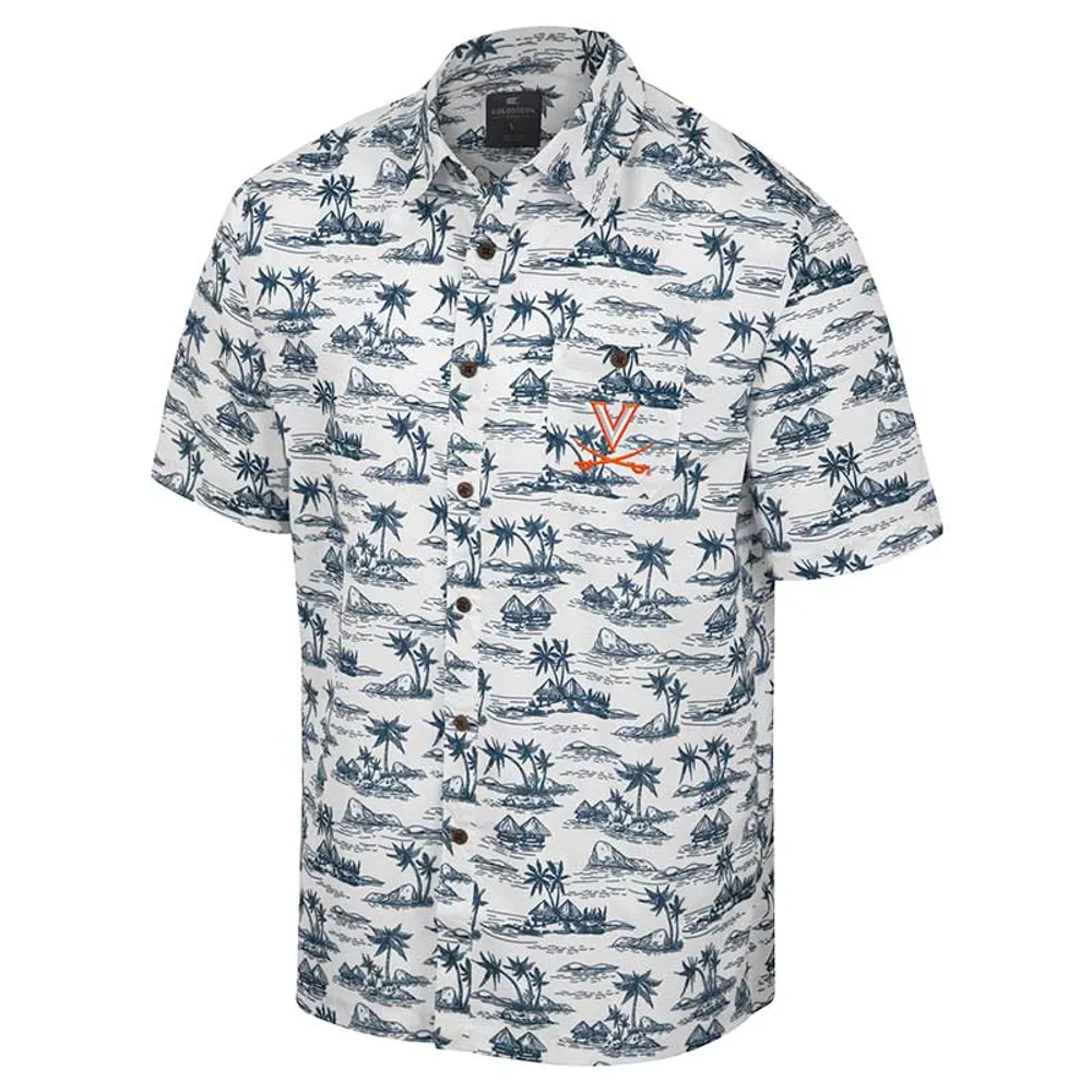 Men's Colosseum White Virginia Cavaliers Spontaneous is Romantic Camp Button-Up Shirt