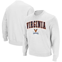 Men's Colosseum White Virginia Cavaliers Team Arch & Logo Tackle Twill Pullover Sweatshirt