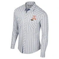 Chemise à manches longues et boutons-pression pour hommes Colosseum x Wrangler White Virginia Cavaliers carreaux avec fenêtre