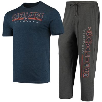 Men's Concepts Sport Heathered Charcoal/Navy Virginia Cavaliers Meter T-Shirt & Pants Sleep Set