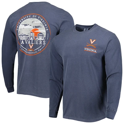 Men's Navy Virginia Cavaliers Circle Campus Scene Long Sleeve T-Shirt