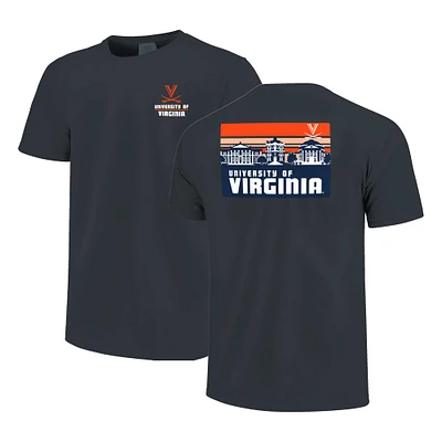 T-shirt à rayures bleu marine Virginia Cavaliers Campus Skyline pour homme