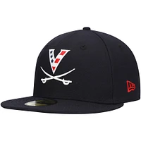 Casquette ajustée 59FIFTY New Era pour hommes, Virginia Cavaliers rouge, blanc et Hoo