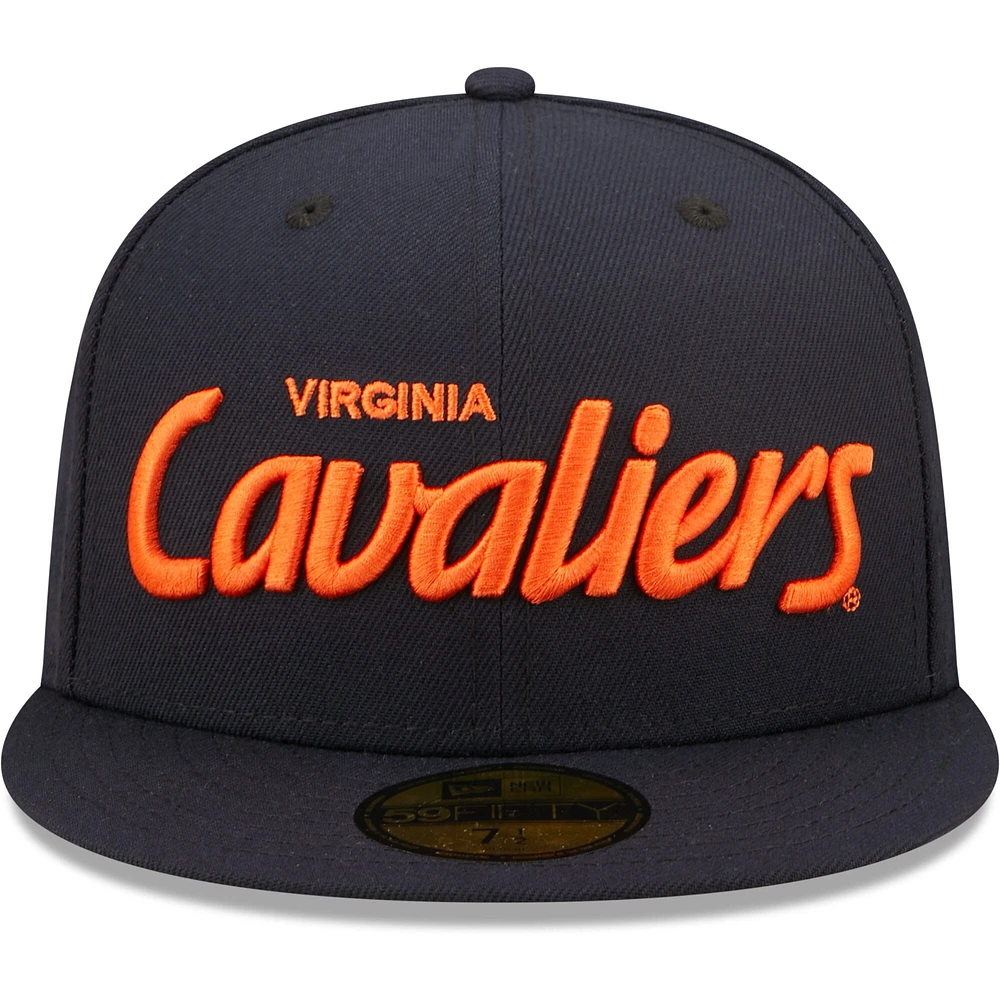 Men's New Era Navy Virginia Cavaliers Script Original 59FIFTY Fitted Hat