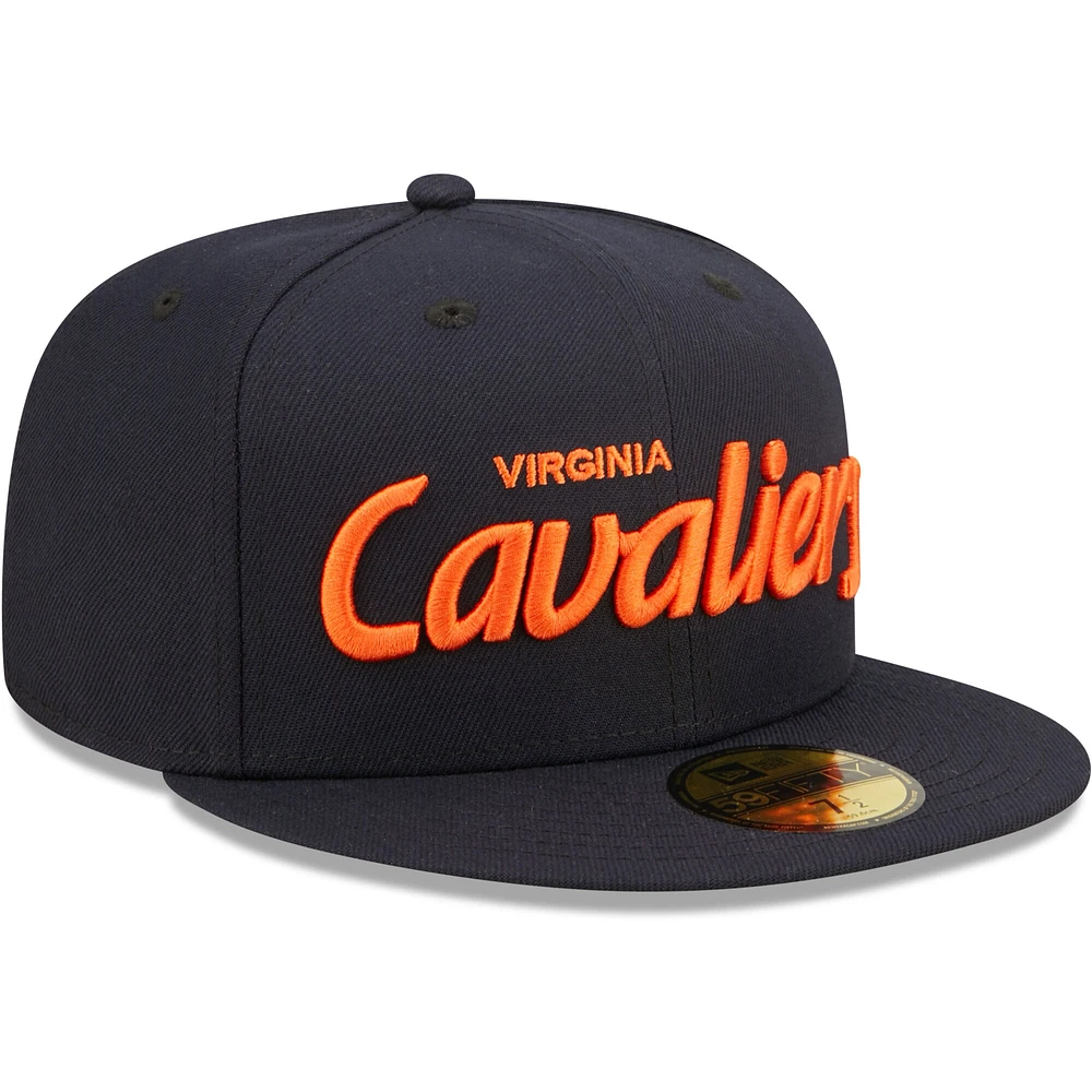 Men's New Era Navy Virginia Cavaliers Script Original 59FIFTY Fitted Hat