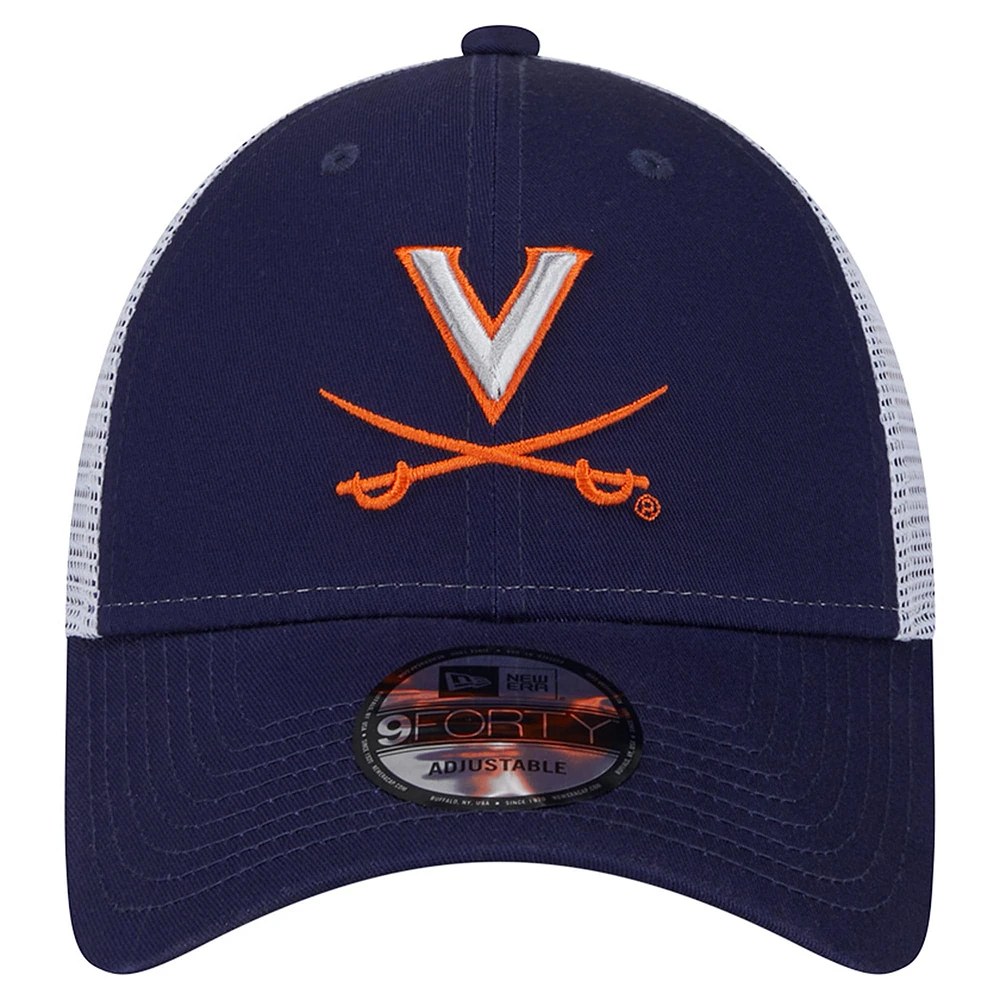 Casquette ajustable 9FORTY bleu marine Virginia Cavaliers Trucker de New Era pour homme