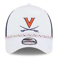 Men's New Era White/Navy Virginia Cavaliers Court Sport Foam A-Frame 9FORTY Adjustable Trucker Hat