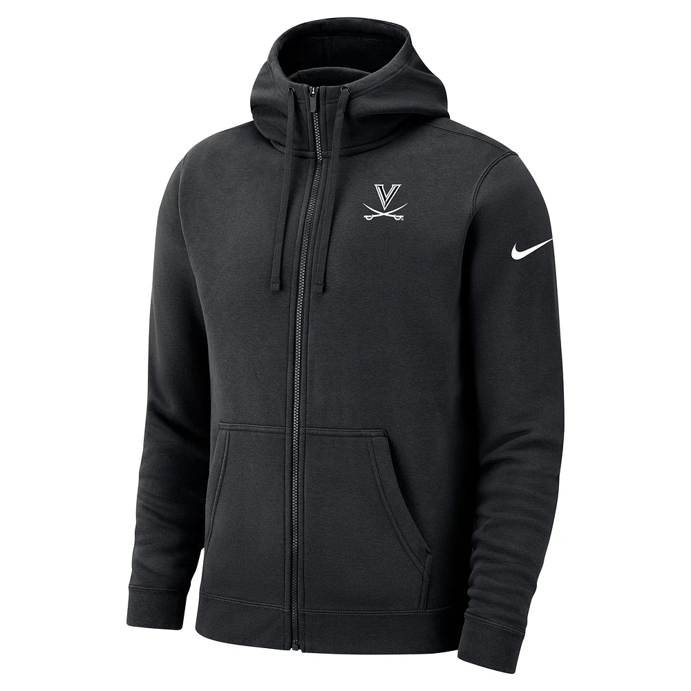 Men's Nike Black Virginia Cavaliers Dark Mode 2.0 Club Fleece Full-Zip Hoodie