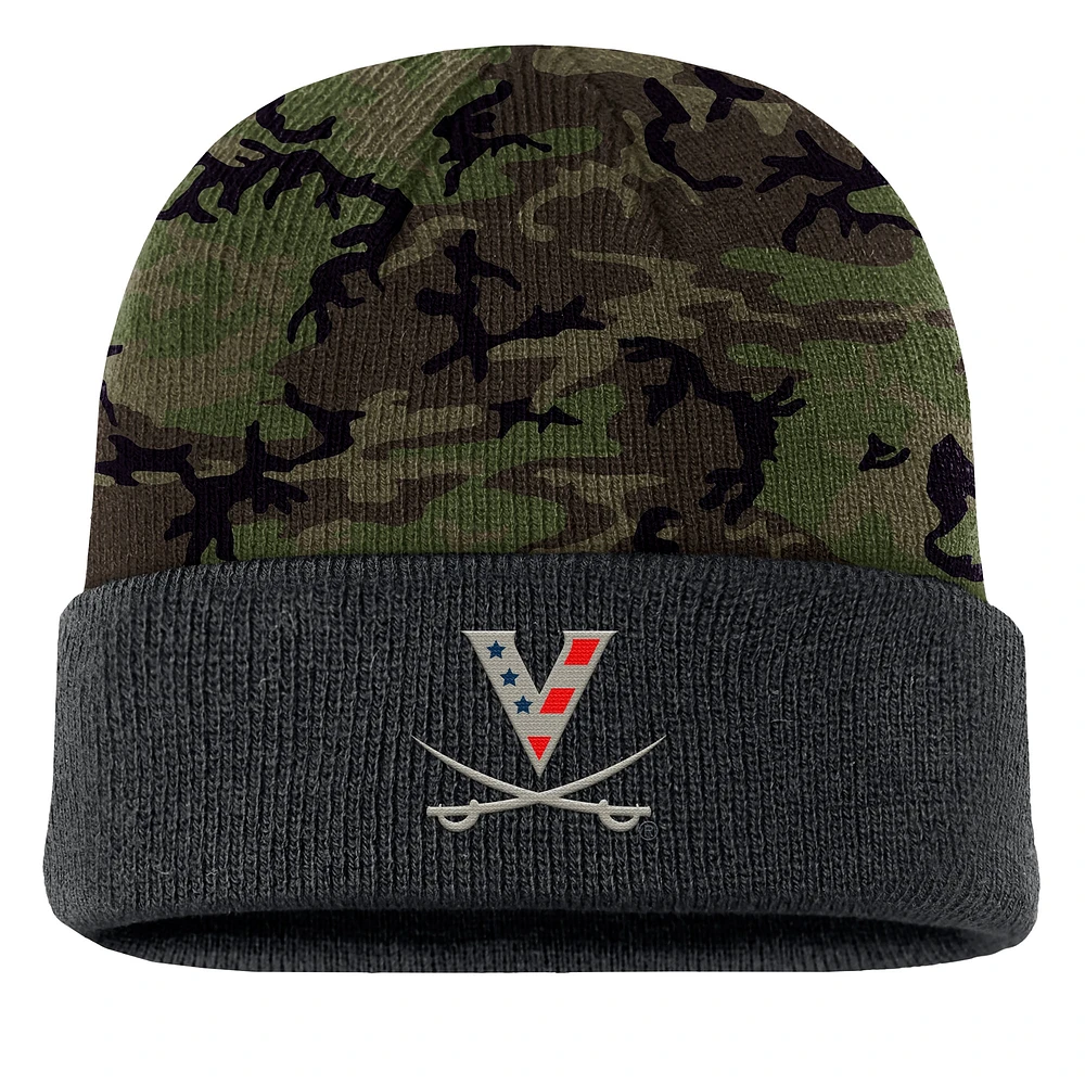 Bonnet en tricot à revers camouflage Nike Virginia Cavaliers Military Appreciation pour homme