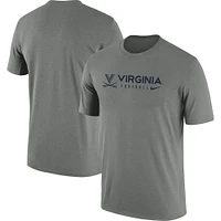 T-shirt Nike Heather Grey Virginia Cavaliers Team Legend Performance pour homme