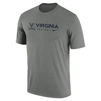 T-shirt Nike Heather Grey Virginia Cavaliers Team Legend Performance pour homme