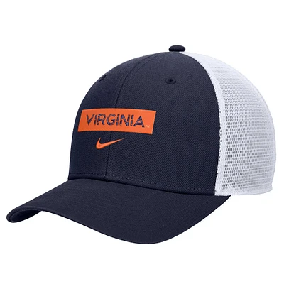 Casquette réglable Nike Navy Virginia Cavaliers 2024/25 Sideline Rise Trucker pour homme