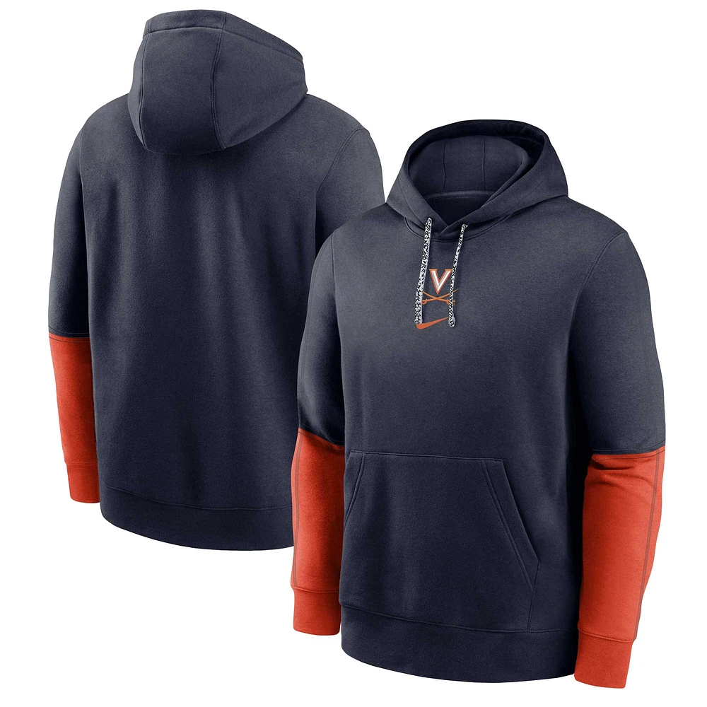 Sweat à capuche en polaire Nike Virginia Cavaliers 2024 Sideline Club pour homme, bleu marine