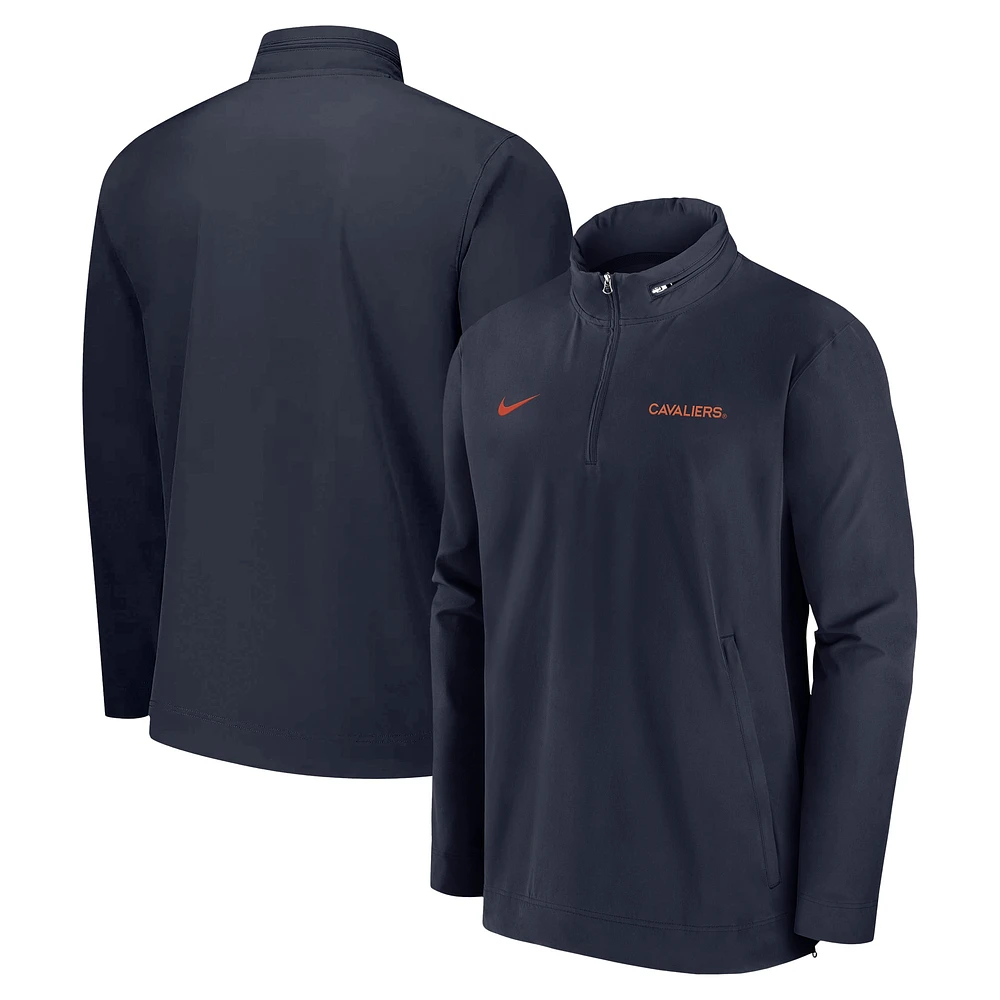 Men's Nike Navy Virginia Cavaliers 2024 Sideline Coach Quarter-Zip Hoodie Jacket