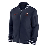 Veste aviateur entièrement zippée Nike Navy Virginia Cavaliers pour homme