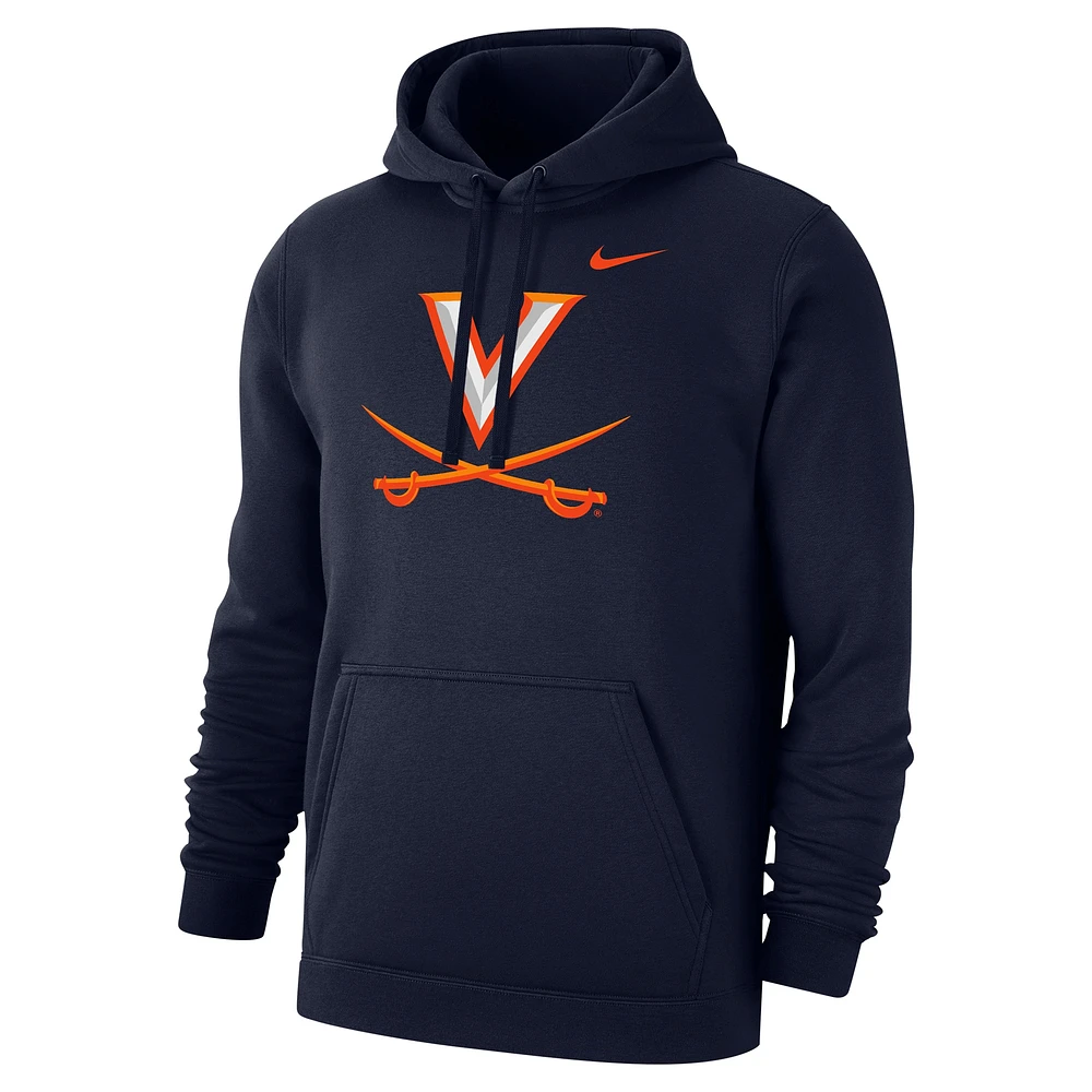 Sweat à capuche en polaire Nike Virginia Cavaliers Primary Club pour homme, bleu marine