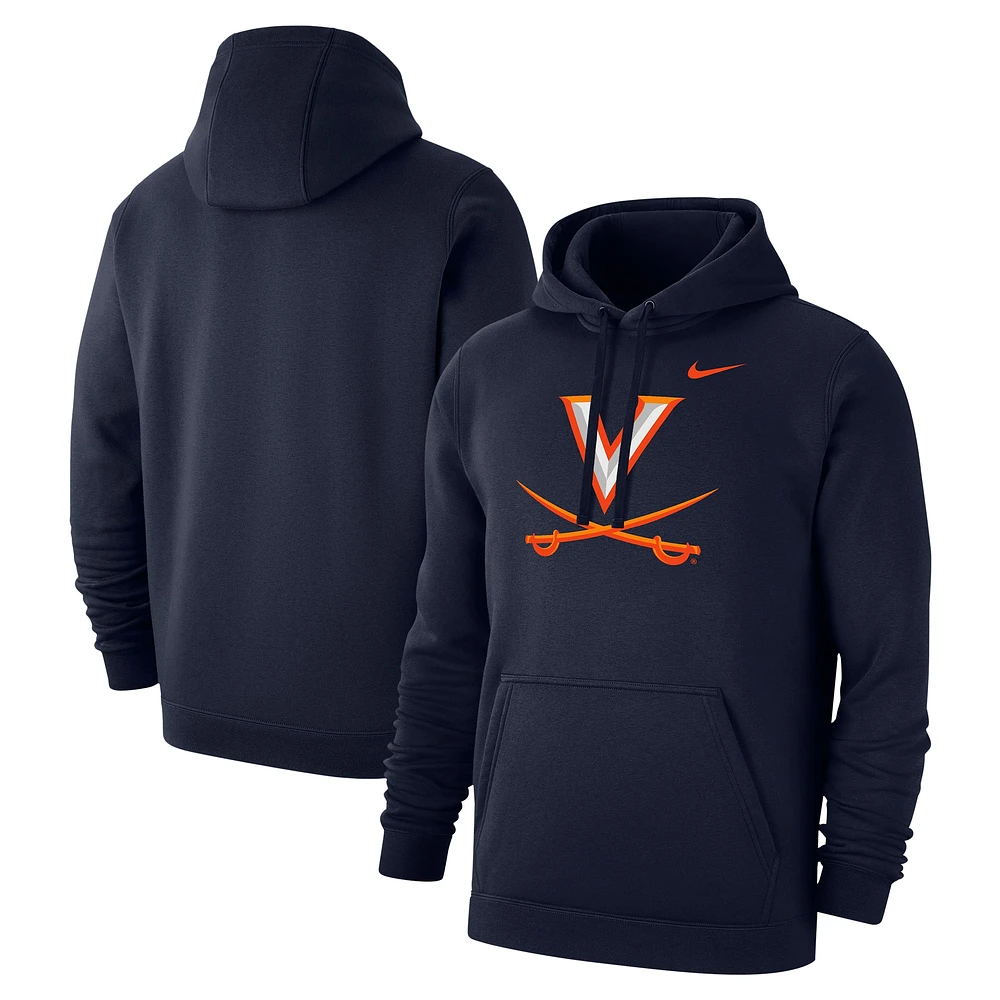 Sweat à capuche en polaire Nike Virginia Cavaliers Primary Club pour homme, bleu marine