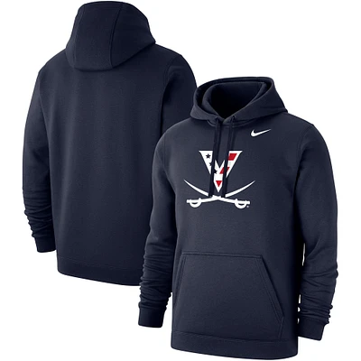 Chandail à capuchon en molleton pour homme Virginia Cavaliers rouge, blanc et Hoo Club Nike bleu marine