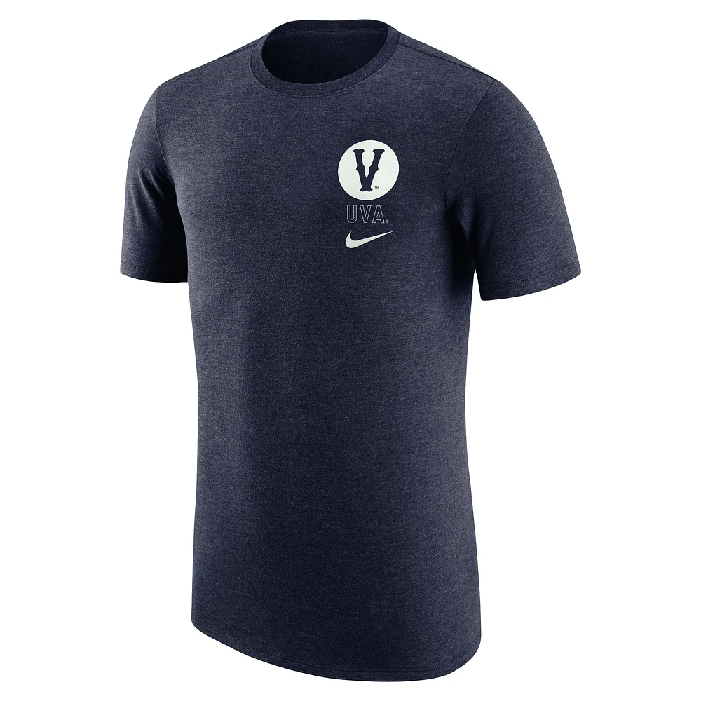 T-shirt rétro en trois mélanges Nike pour hommes, bleu marine, Virginia Cavaliers