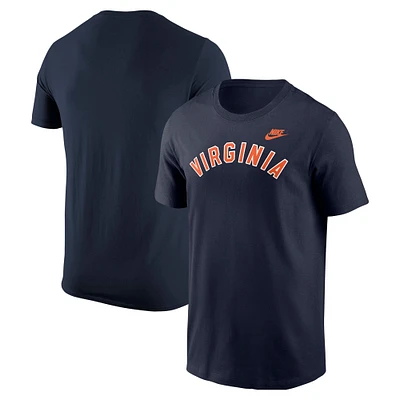 T-shirt Nike bleu marine Virginia Cavaliers Vintage Block Wordmark Core pour homme