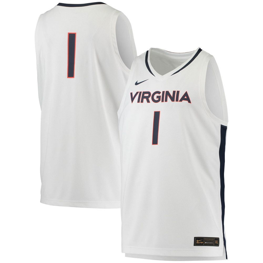 Men's Nike #1 White Virginia Cavaliers Replica Basketball Jersey