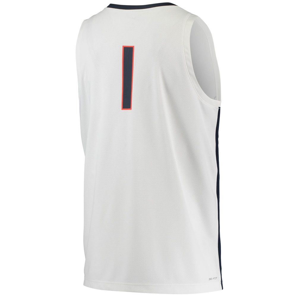 Men's Nike #1 White Virginia Cavaliers Replica Basketball Jersey