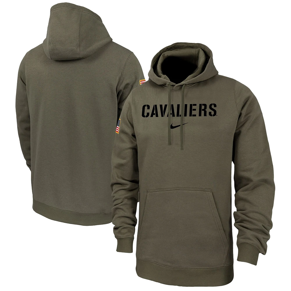 Sweat à capuche en polaire Nike Olive Virginia Cavaliers Military Pack Club pour homme