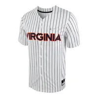 Men's Nike White/Navy Virginia Cavaliers Pinstripe Replica Full-Button Baseball  Jersey