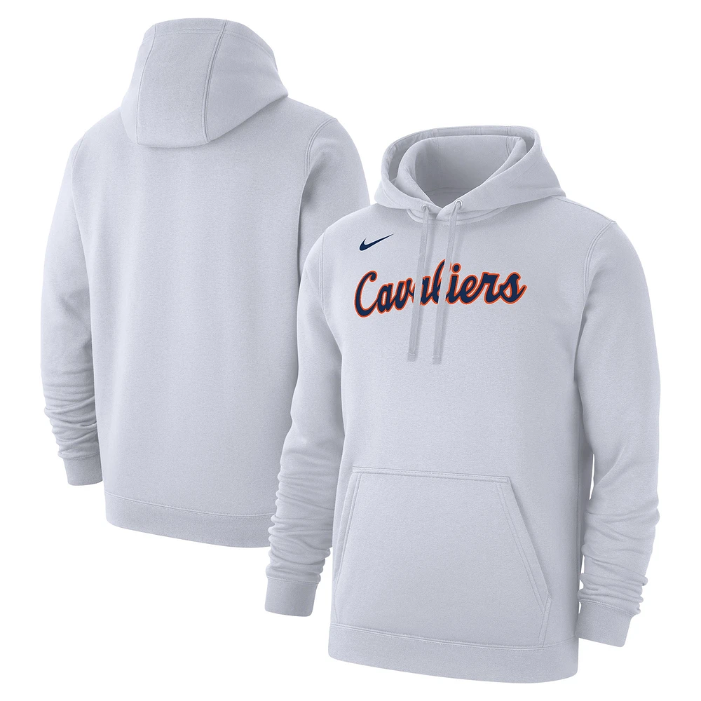 Sweat à capuche en polaire Nike Virginia Cavaliers Logo Club pour homme, blanc