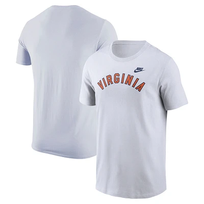 T-shirt Nike blanc Virginia Cavaliers Vintage Arch Block Wordmark Core pour homme