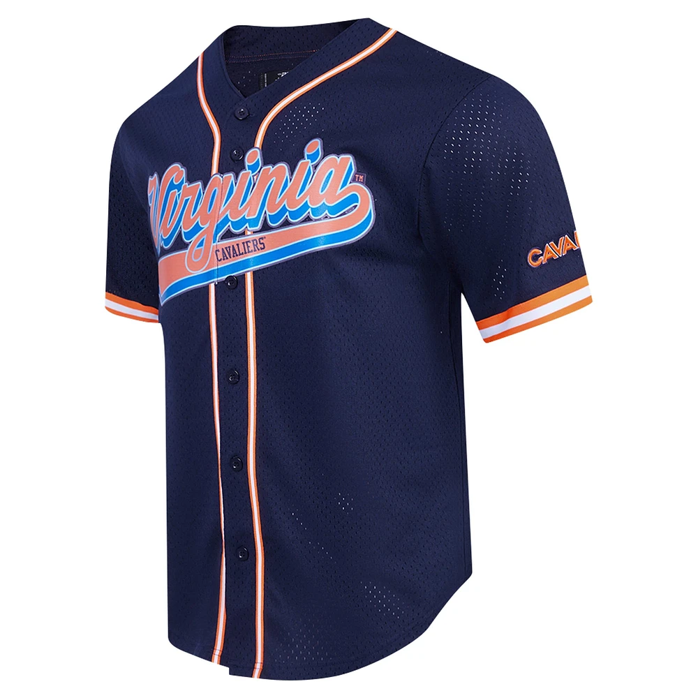 Maillot de baseball réplique à boutons complets en maille Pro Standard Navy Virginia Cavaliers pour hommes