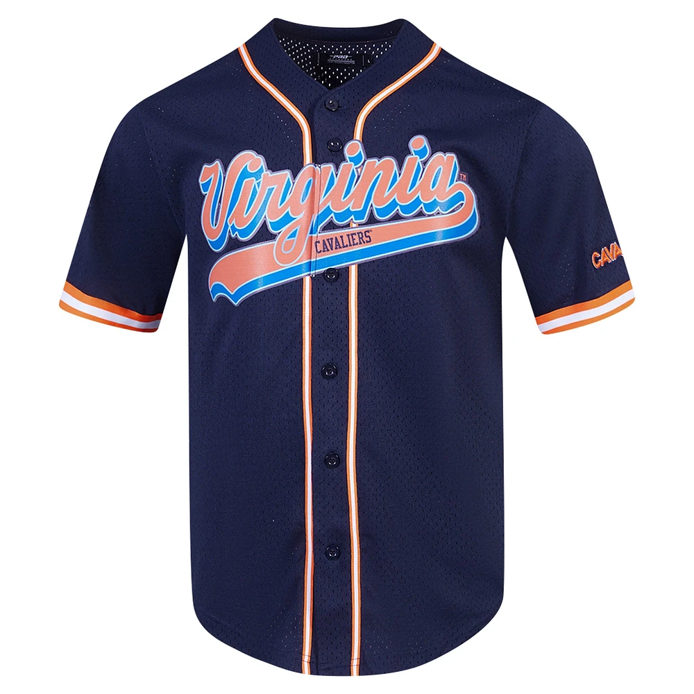 Maillot de baseball réplique à boutons complets en maille Pro Standard Navy Virginia Cavaliers pour hommes