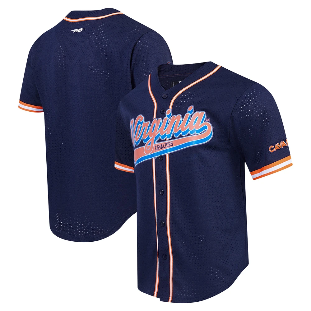 Men's Pro Standard Navy Virginia Cavaliers Mesh Full-Button Replica Baseball Jersey