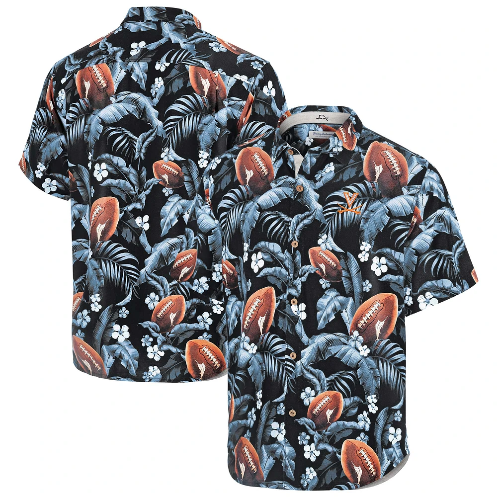 Men's Tommy Bahama Black Virginia Cavaliers Veracruz Cay First Down Blooms Button-Up Shirt