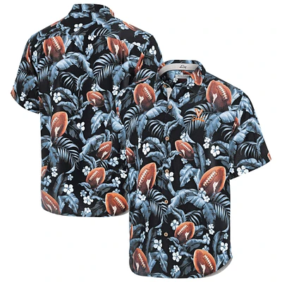 Chemise boutonnée noire pour homme Tommy Bahama Virginia Cavaliers Veracruz Cay First Down Blooms