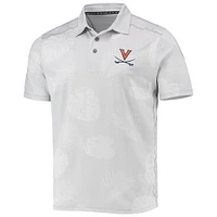 Men's Tommy Bahama Gray Virginia Cavaliers Palm Coast Delray Frond IslandZone Allover Print Polo