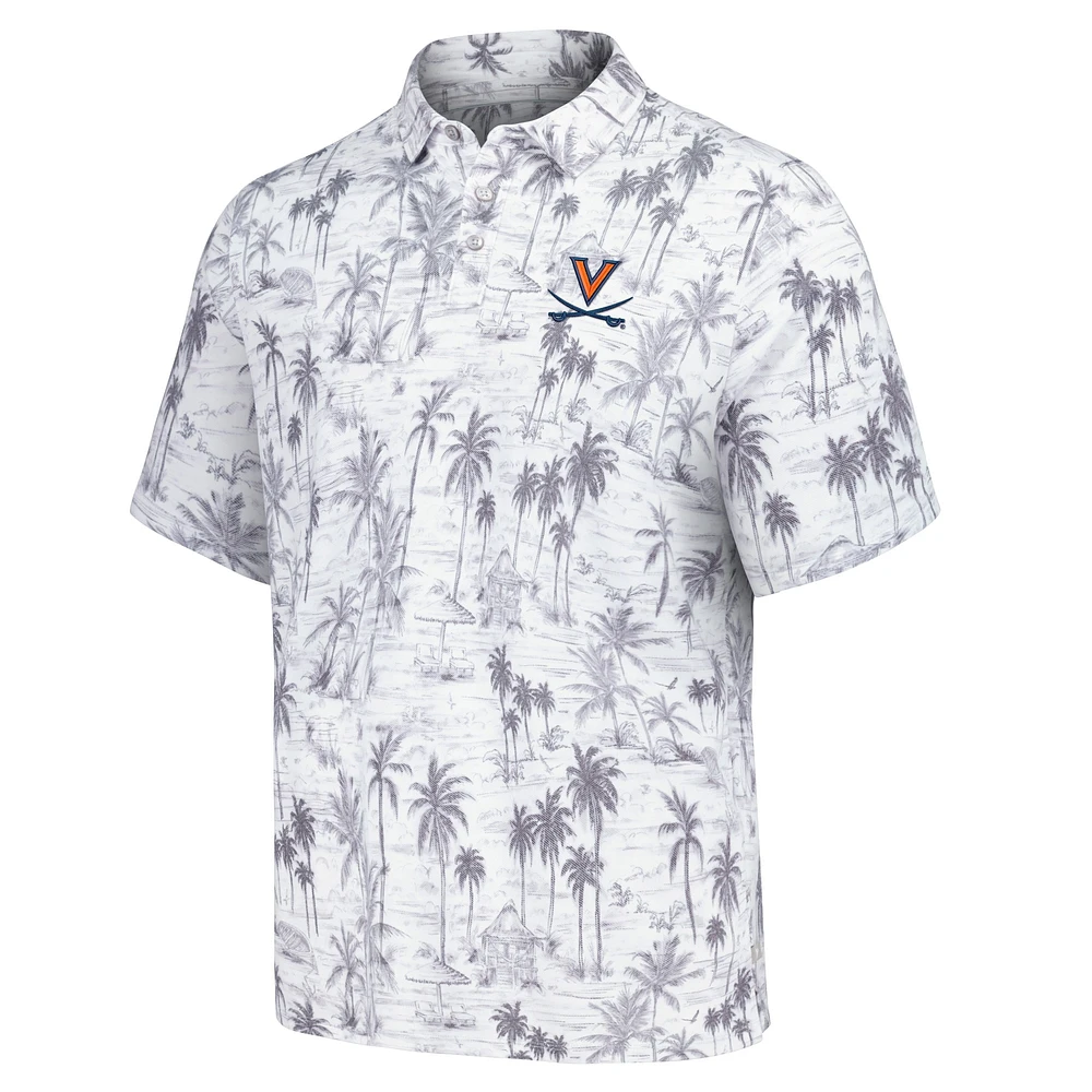 Men's Tommy Bahama Gray Virginia Cavaliers Sport Cabana Shores IslandZone Tri-Blend Polo