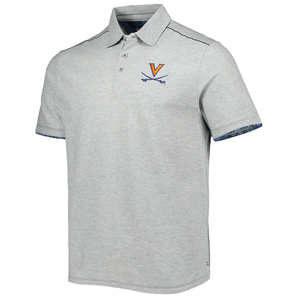 Men's Tommy Bahama Heathered Gray Virginia Cavaliers IslandZone Tailgater Polo