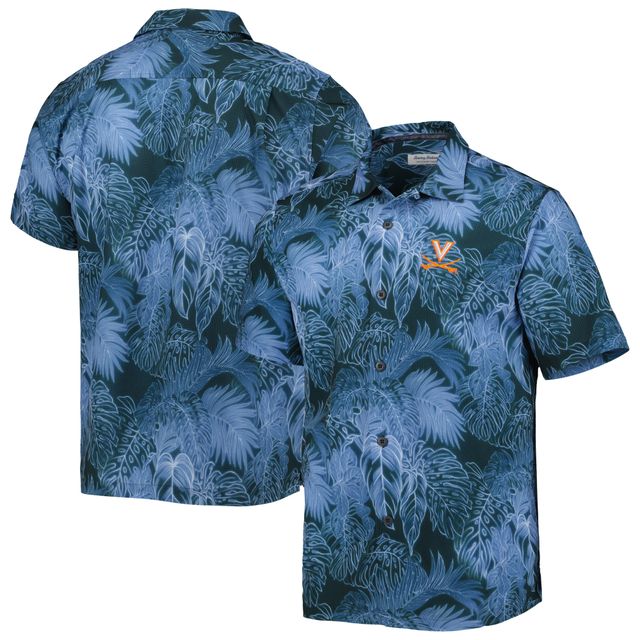 Chemise de camp boutonnée Tommy Bahama Navy Virginia Cavaliers Coast Fronds IslandZone pour homme