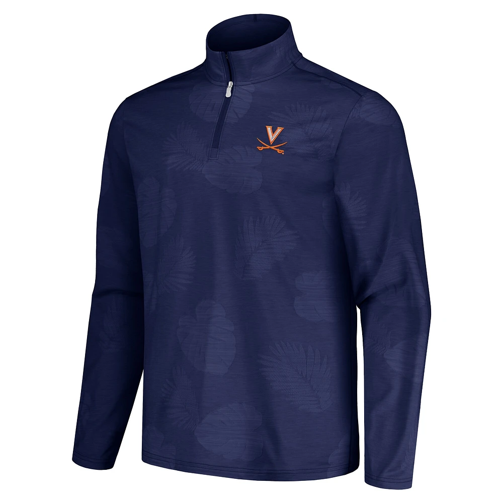 Veste à demi-zip Tommy Bahama Navy Virginia Cavaliers Delray Frond IslandZone pour hommes