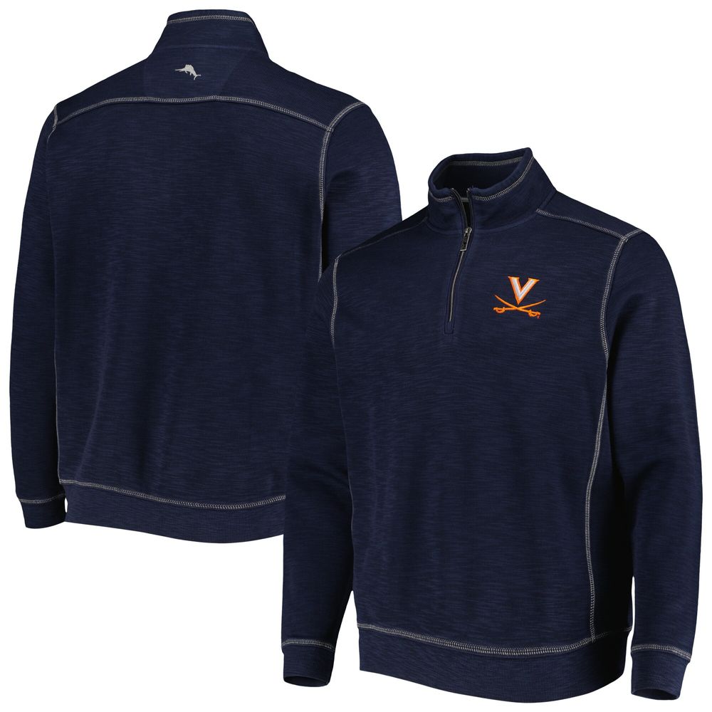 Men's Tommy Bahama Navy Virginia Cavaliers Sport Tobago Bay Tri-Blend Mock Neck Half-Zip Jacket