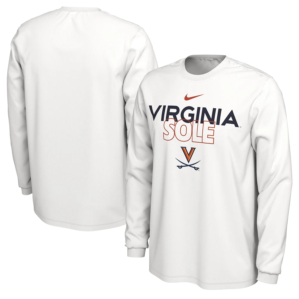 T-shirt Nike à manche longue blanc Virginia Cavaliers 2023 On Court Bench