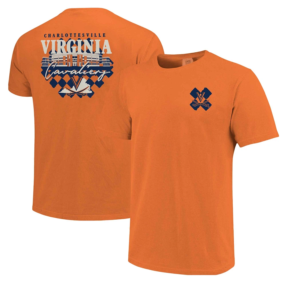 T-shirt unisexe orange en damier des Virginia Cavaliers Hyper Local Stadium