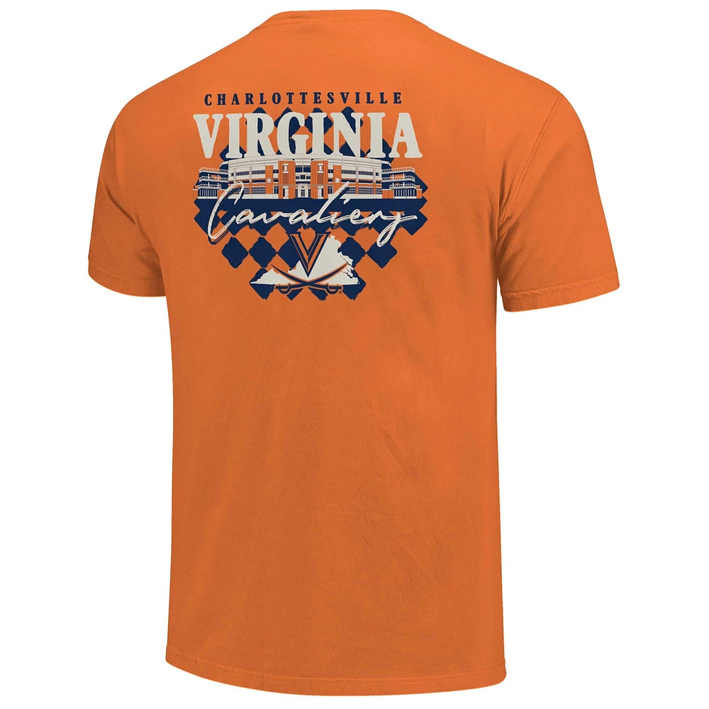 T-shirt unisexe orange en damier des Virginia Cavaliers Hyper Local Stadium