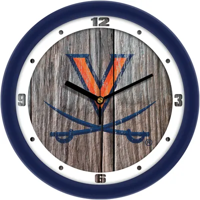 Virginia Cavaliers 11.5'' Suntime Premium Glass Face Weathered Wood Wall Clock