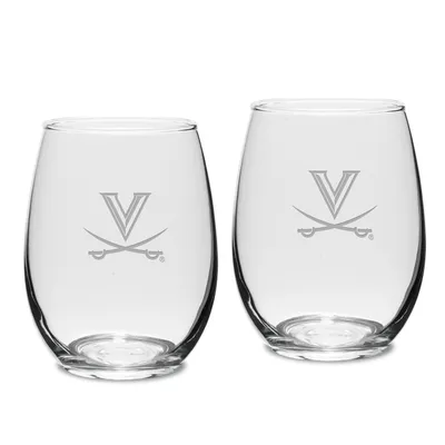 Virginia Cavaliers 2-Piece 15oz. Stemless Wine Glass Set