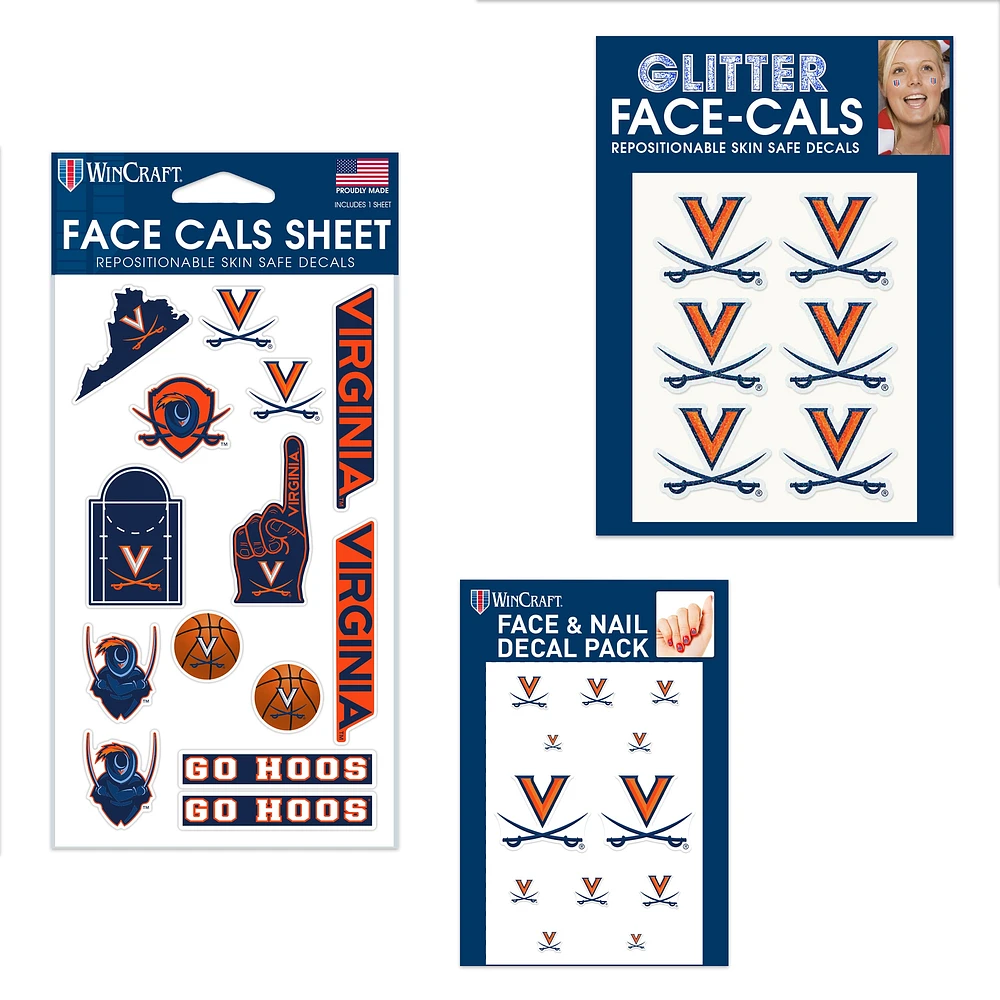 WinCraft Virginia Cavaliers Ensemble de tatouages ​​sans eau 4" x 7"