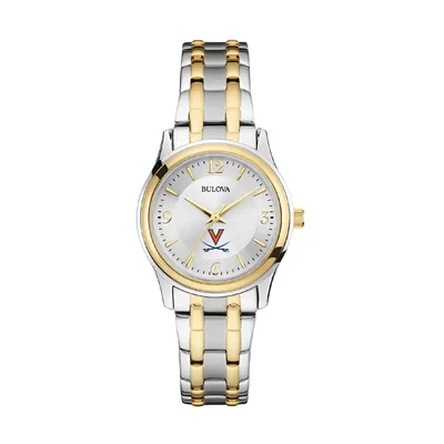 Virginia Cavaliers Bulova Women's Classic Two-Tone Round Watch - Silver/Gold