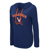 Colosseum Navy Virginia Cavaliers My Lover - T-shirt à capuche léger manches longues pour femme